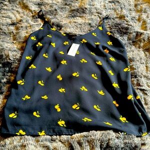 Banana Republic, navy blue with lemon design, adjustable strap, camisole